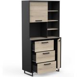 Keukenbuffet Roma 92cm breed in eiken/zwart melamine