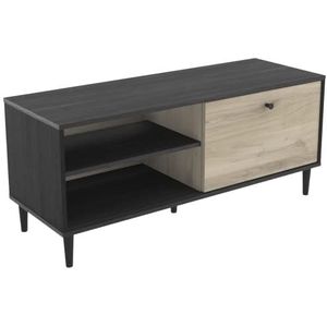 Demeyere TV tafel 110 cm Arty in eiken Kronberg en zwart woonkamer industriële stijl