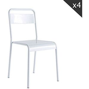 13Casa Color D24 stoel, set van 4 afmetingen: 44,5 x 49,5 x 84 cm. Kleur: wit mat: metaal