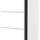 Demeyere Schuifdeurkast met moderne kledingkast - kleur: wit mat en metalen afwerking - 178, bewerkt hout, 178,1 x 59,9 x 203 cm