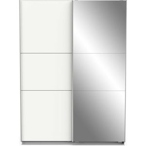 Garderobekast Spectre 148cm met schuifdeuren en spiegel - mat wit