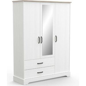CaliCosy - Kast - Wit - Spaanplaat - 3 Deuren 1 Spiegel 2 Laden