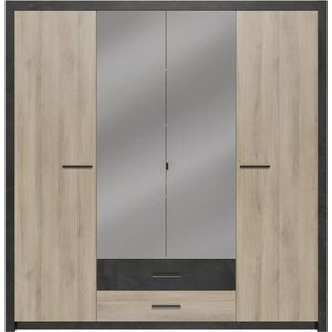 COLORADO Kledingkast 4 deuren - Kronberg eiken decor - L 198 x H 203,1 x 56,6 cm