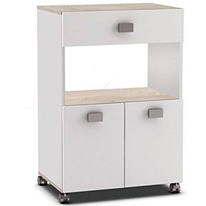 Casa - Oldani Dressoir - Wit - Acacia - Inclusief 1 Lade en 4 Wielen