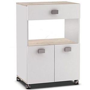 Belfurn - Romarin Keukenkast met ruimte voor microwave - Wit/Bruin