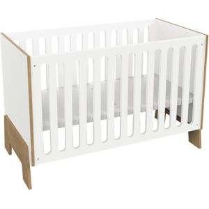 Babybed 60 x 120 cm - MDF - Wit en houtlook - BERUVO