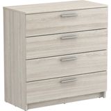 Demeyere Commode met 4 lades Pricy-naturel licht, bewerkt hout, Shannon eiken, 79,6 x 37,9 x 80,6 cm