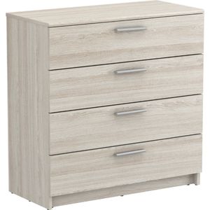 Demeyere Pricy-Naturel commode met 4 laden, licht, hout, Shannon eiken, 79,6 x 37,9 x 80,6 cm