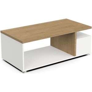 ACCESS rechthoekige salontafel - 3 Nis - Hamilton eik en wit decor - L 91,8 x D 50 x H 36 cm - DEMEYERE