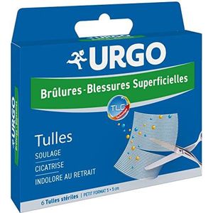 Urgo - Tulles Brûlures - Blessures superficielles - Tulle lipido-colloïde - Petit format, x6