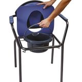 Toiletstoel blauw met comfortabele zitting en emmer met deksel - postoel