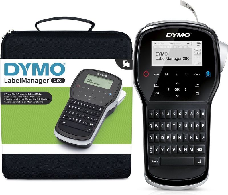 DYMO LabelManager 280 oplaadbare, draagbare labelmakerkit | QWERTZ-toetsenbord | met 2 rollen D1-labels en een draagkoffer