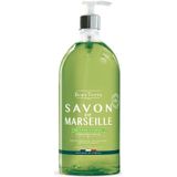 BeauTerra - Savon de Marseille vloeibare zeep, 1 l – citroenmunt – lichaam en handen – 97% natuurlijke ingrediënten – 100% gemaakt in Frankrijk