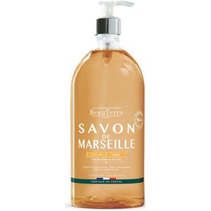BeauTerra - Savon de Marseille - Vloeibare Zeep - Vanille en Honing - 1 Liter, 96,5% Natuurlijke Ingrediënten