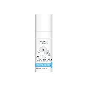 WOMAN ESSENTIALS BRUME DEO & SOIN - 24-uurs Verzorgende Deodorant Mist voor Lichaam en Intiem Gebruik - Droge, gevoelige of geschoren huid - spray van 35 ml. 99% Natuurlijke ingrediënten. GEMAAKT IN FRANKRIJK.