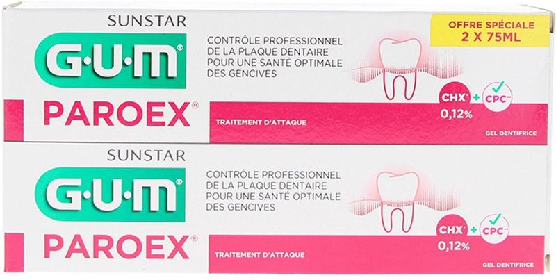 G.U.M Paroex Tandpasta - Lot van 2 x 75ml - Met Chloorhexidine 0,12%