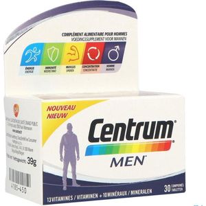 Centrum - Mannen - Voedingssupplement - 30 Tabletten - Met Magnesium en Zink