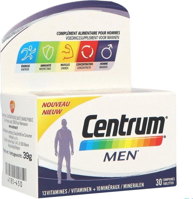 Centrum - Mannen - Voedingssupplement - 30 Tabletten - Met Magnesium en Zink