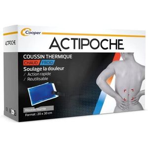 Cooper ACTIPOCHE - Coussin thermique - Thermothérapie - Contractures musculaires et douleurs articulaires - Grand modèle - 20x30 cm - Gel - 1 unité