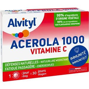 Alvityl - Acerola 1000 kauwtabletten, kersensmaak - Acerola 1000 Vitamine C - Vanaf 12 jaar - 30 tabletten