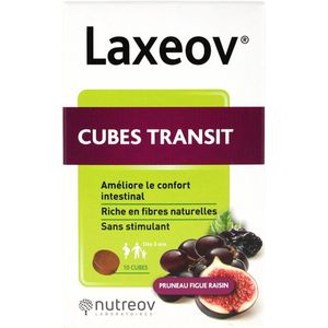 Nutreov Laxeov Transit Express Blokjes Pruim-Vijg-Druif Kauwtabletten 10 stuks