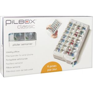 Pilbox - Klassiek - Pillendoos - Transparant - 28 Compartimenten