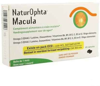 Naturophta - Macula Nf - Voedingssupplement - 60 Caps - Met Visolie en DHA