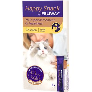 Happy Snack voor katten by Feliway - 6x15gr - Een heerlijke romige vloeibare kattensnack met ontspannend effect