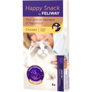 Happy Snack voor katten by Feliway - 6x15gr - Een heerlijke romige vloeibare kattensnack met ontspannend effect