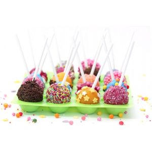 Siliconen Cakepop Bakvorm - Pop Cake Maker - 20 Gaatjes - Inclusief 20 Stokjes 1169 | Cake Pop siliconen vorm | cakepop-vorm | cake-popset | siliconen bakvorm | lollipop sticks voor cupcakes | Bakvormen | snoep, gelei en chocolade, anti-aanbaklaag