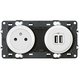 Legrand Céliane aardings-/twee stopcontacten, USB, 250 V Wit