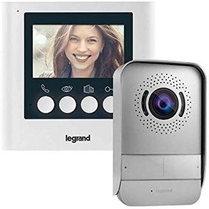 Legrand video-deurintercom met 2-draads aansluiting, kleurenmonitor en groothoekcamera, 4,3 inch (Weiß), grijs