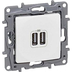 Legrand Niloe 764594 inbouw dubbele USB-aansluitingen stopcontact oplader elektrische plaat stopcontact wit met frame