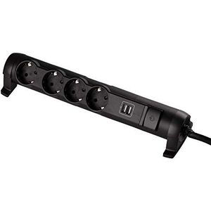 Legrand 694616 verlengkabel met bedieningsbalk aan/uit-schakelaar (led) en sleufvak 2 x USB, 4 stopcontacten (4) - voor wandmontage en tafel