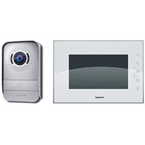 Legrand , videodeurintercom met 2-draads aansluiting, 7-inch glanzende kleurenmonitor en groothoekcamera, 1/2-gezinswoningsset, 369230