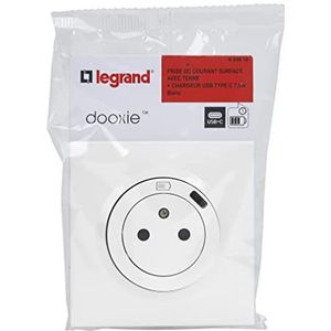 legrand 95016 Surface Dooxie stopcontact met oplader type C compleet met witte plaat 95016, wit