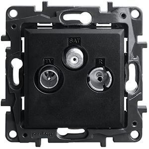 Stopcontact TV-R-SAT zwart 1,5 dB Niloe Step inbouw