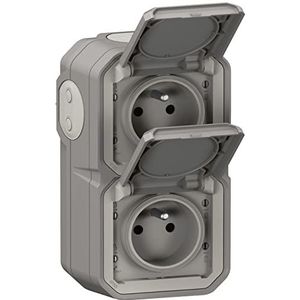 Plexo - Dubbel Stopcontact - Waterdicht - Stof- en Spatwaterdicht - Voor Binnen en Buiten
