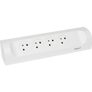 LEGRAND - Bedrade hoekstekkerdoos - 4 stopcontacten met aarding - Horizontale of verticale installatie - Wit