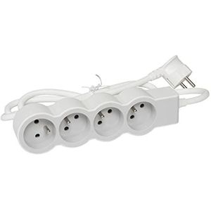 LEGRAND - Extra platte stekkerdoos - 4 stopcontacten met aarding - met snoer 1,5 m - wit en lichtgrijs