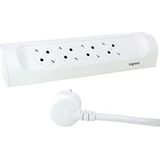 Stekkerdoos - 4-voudig - 45° Gekanteld - Ultra-Wit - 1 Meter Kabellengte