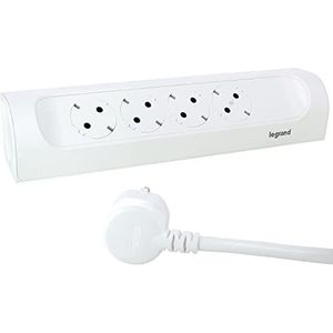 Stekkerdoos - 4-voudig - 45° Gekanteld - Ultra-Wit - 1 Meter Kabellengte