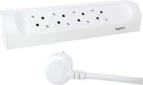 Stekkerdoos - 4-voudig - 45° Gekanteld - Ultra-Wit - 1 Meter Kabellengte