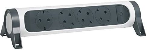 Stekkerdoos - 4-voudig - Ultra-wit/donkergrijs - Wand- of Tafelmontage