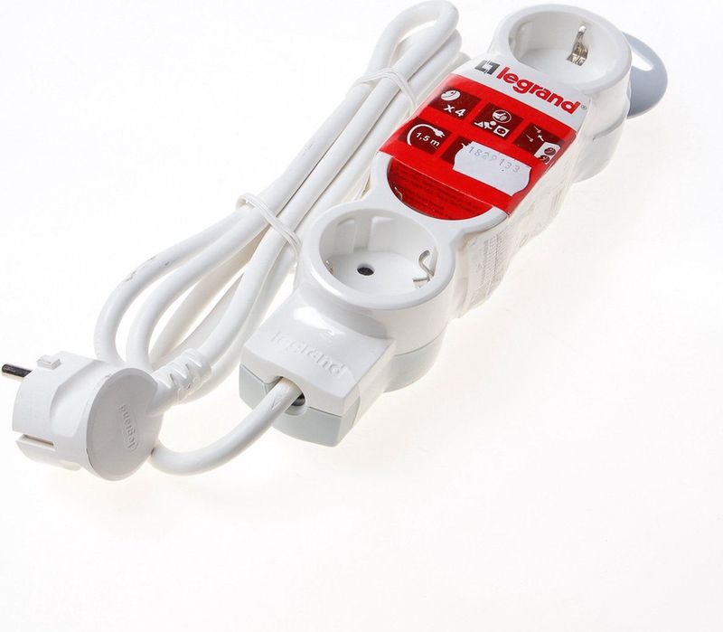 Stekkerdoos - 4-Voudig - Ultra-Wit/Grijs - 1,5 Meter Kabellengte