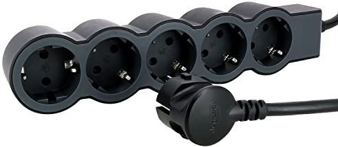Legrand - Stekkerdoos - Zwart/Donkergrijs - 5 Stopcontacten - 16 A - 230 V