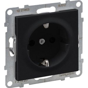 Legrand SUNO - SCHUKO 2P+met socket - 16 A - 250 V~ - met iris - automatic terminals, zwart - 721420 Himp