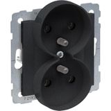 Legrand SUNO Double socket 2x2P+met zwart 16A 250V screw terminals 721491