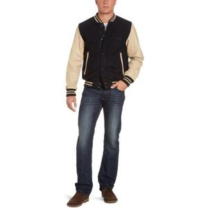 Schott NYC Lc8705 Leren herenjack, Veelkleurig (Marineblauw/Beige), M