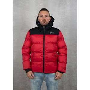 Schott NYC - Herenjas - Rood - 100% Ripstop Nylon - Donsjack met Trekkoord en Geborduurd Logo